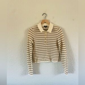 Rag & Bone Viola Stripe Long Sleeve Polo Sweater